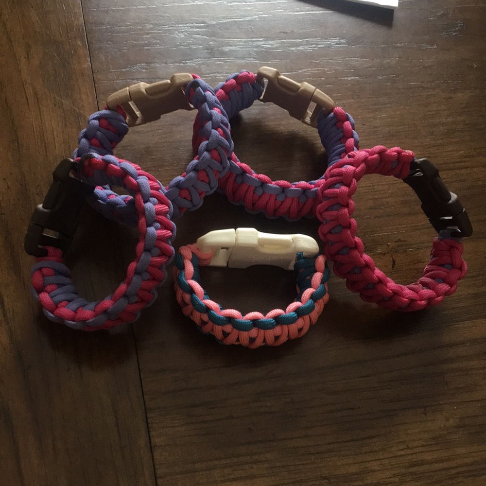 💎 Handmade Braided Paracord 5 Bracelet Lot 👧 👦